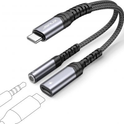 USB C转3.5mm音频插孔和充电器适配器